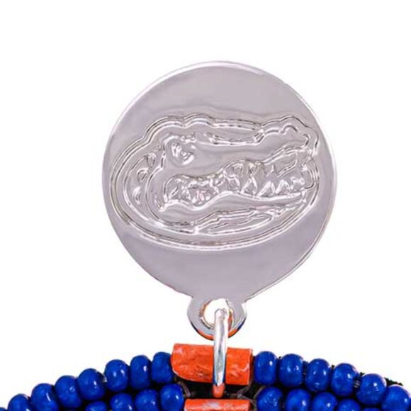 University of Florida Gators Earrings Hand Beaded Gator Logo Orange Blue NEW - Picture 5 of 11